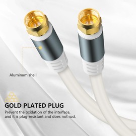 SAISN RG6 Coaxial Cable Connector TV Antenna Cable Wire with F81 BNC F Type Extension Adapter, Double Shield Digital Coax Cable Low Loss High Speed A/V Cable Cord for TV in White (6 Feet)