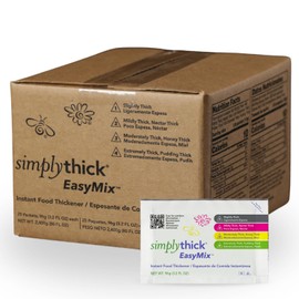 SimplyThick EasyMix | 25 Count of 96g Bulk-Serving Packets | Gel Thickener for Dysphagia & Swallowing Disorders | 4 Thickness Levels in 1 Packet | For IDDSI Levels 1-4: Slightly Thick, Mildly Thick, Moderately Thick, or Extremely Thick