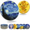 WOW DING Coasters for Drinks Ceramic Van Gogh Art Coasters