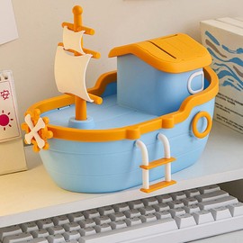 Pirate Ships Piggy Bank Toys for Girls ,Unbreakable Plastic Money Bank Cartoon Kid Savings Coin Jar Living Room Bedroom Bookcase Desktop Decoration for Birthday, Easter, Christmas