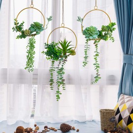 SWTHONY Artificial Succulent Wreath Set 3 Pieces Chin Color Geometric Garland Green Garland Wall Decor for Wedding Party Nursery Background