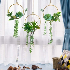 SWTHONY Artificial Succulent Wreath Set 3 Pieces Chin Color Geometric Garland Green Garland Wall Decor for Wedding Party Nursery Background