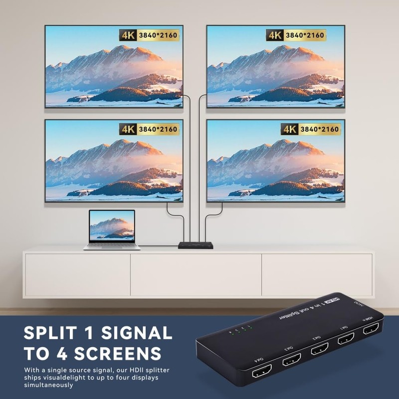 NFHK HUB HDMI Splitter 4K 60hz Ultra-HD Converter Compatible 2.0