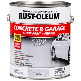 Rust-Oleum 225359 Concrete & Garage Floor Paint and Primer, Gallon, Satin Armor Gray