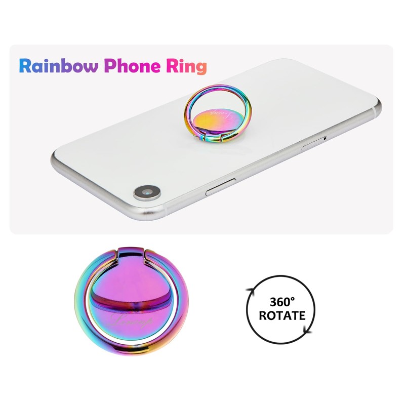 lenoup Rainbow Cell Phone Ring Stand Holder,Purple Multicolor Ring Grip
