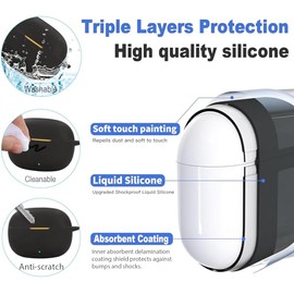 USTIYA Funda para Realme Buds T200 Lite Case Silicona Protectora de Cover Carcasa Antigolpes con Llavero Mosquetón Accesorios de Auriculares (Negro)