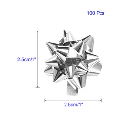 Unifizz 100pcs 1" Mini Star Bows Metallic Gift Bows Self Adhesive Gift Wrapping for Birthday Wedding Christmas Party Decoration Silver