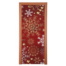 Qilmy Christmas Snowflake Door Cover Washable High Elastic Fabric Waterproof Front Festive Door Cover For Home, Indoor Outdoor Party Decoration,35 x 79 Inch