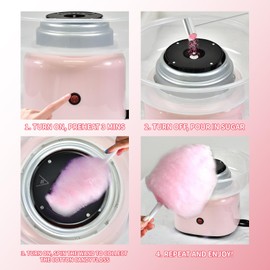 SICHI Cotton Candy Machine, 500W Cotton Candy Machine for Kids, 110V Cotton Candy Maker Machine, Pink, Candy Floss Maker for Home Birthday Family Party Christmas Gift