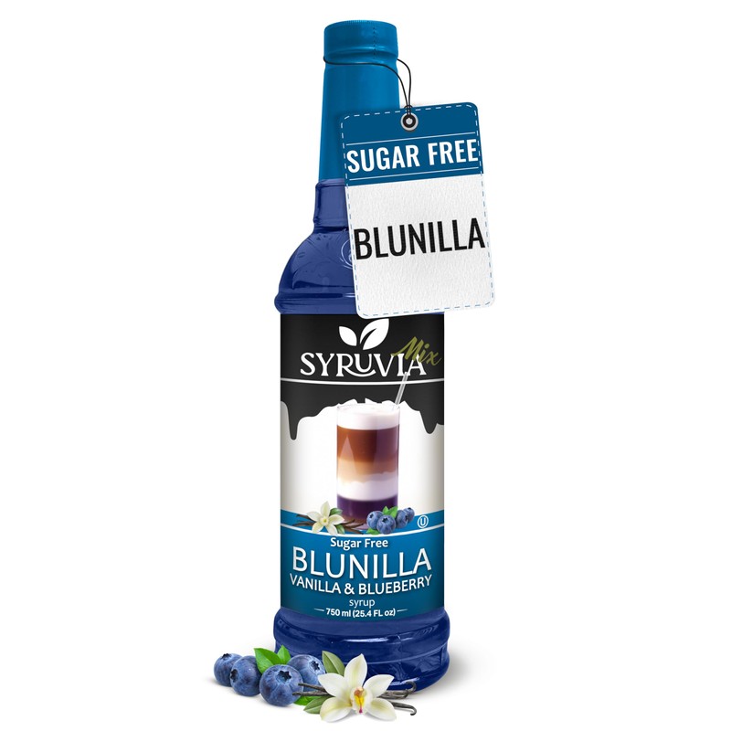 Syruvia Sugar Free Coffee Syrup, BLUNILLA Syrup, Vanilla Blueberry Flavored