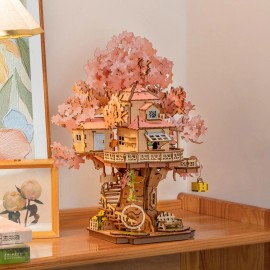Rolife Sakura Tree House 3D Wooden Puzzle Model Kit DIY Toys Jigsaw Teens Gift
