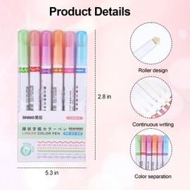 Qiuruoo 12 Pcs Magic Border Pen, Different Line Stamp Markers Border Pens, Scrapbook Supplies for Drawing Note Taking, Journaling Handwriting, Tip Roll Drawing Decorative Lines