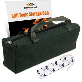 Grill Accessory Storage, Extra Thick Canvas Grill Storage Bag, Outdoor Grill Tools Storage, BBQ Tool Storage, Carry Bag for BBQ Griddle Accessories, 18.5" Long Tool Bag for Men,BBQ Gifts