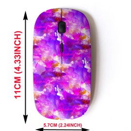 mouse inalámbrico de 2,4 G con bonito diseño de patrón para todos los portátiles y escritorios con nanoreceptor, pintura púrpura, azul, rosa