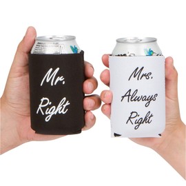 Funny Wedding Gifts - Mr. Right and Mrs. Always Right Novelty Can Coolers -Great for Engagements or Anniversaries for Newlyweds or Couples