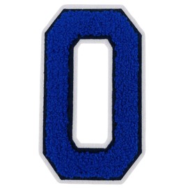 1 Pcs 5.0" Royal Blue Chenille Number Patches with White Border, Iron On Appliques for Clothing, Jackets, Backpacks Varsity Style Number Patches Pair with Varsity Letter Patch (Royal Blue 0)