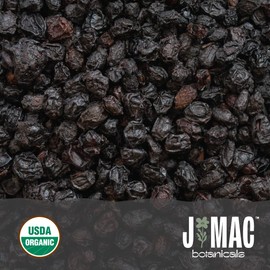 J Mac Botanicals Certified USDA - 100% Organic Dried Elderberries - 1lb Bulk - Non-Irradiated, Non-GMO, Whole Black Elderberry Immune Support - Raw Vegan Sambucus 1 Pound