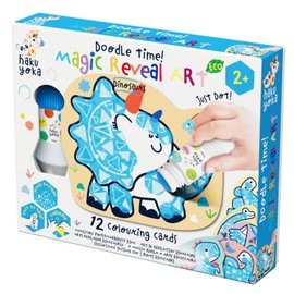 Haku Yoka Magic Dot Marker Art Set, 12 Dinosaur Themed Cards with Hidden Patterns, Kids' Creative Activity Kit, Washable, Ideal for Toddlers 2 Years and Up