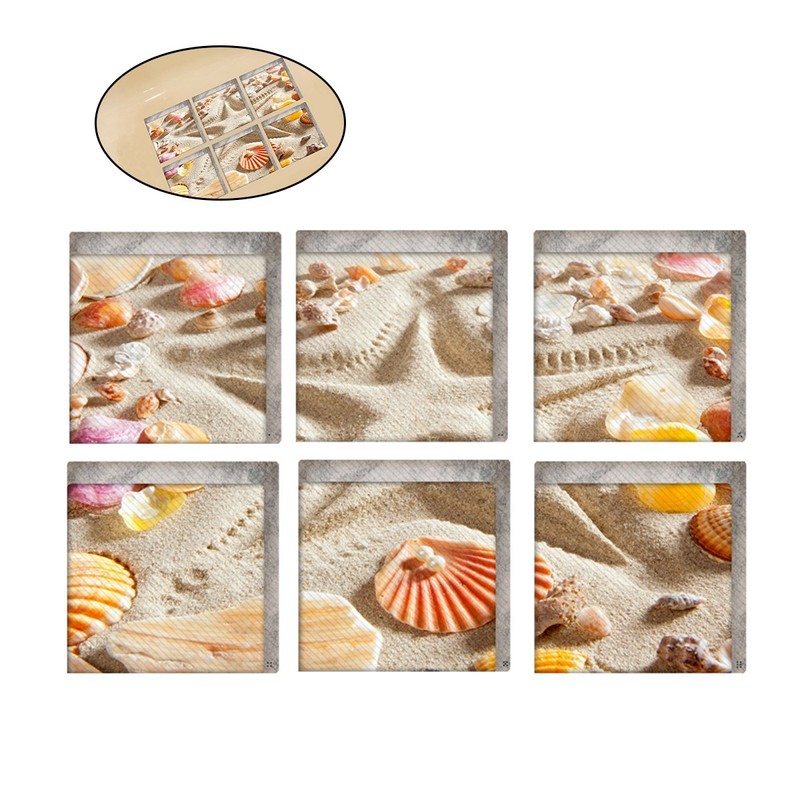 Yardwe Pack of 6 Non-Slip Stickers Beach Pattern Bathroom Pedal