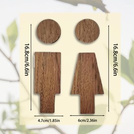 Fokmuaex Restroom Door Signs Set - Handcrafted Solid Wood Bathroom Wall Decor with Men's & Women's Symbols, Durable Indoor/Outdoor Toilet Signage for Home, Office, Public Washroom Decoration（2pcs） (Dark Brown)