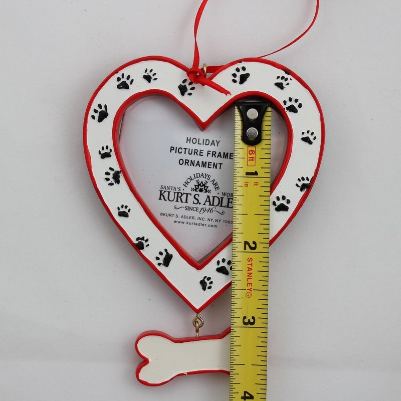 Kurt Adler Dog Heart Picture Frame - Bone Dangle and