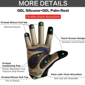 LOVMEAD Cycling Gloves Kids for Boys Girls Age 4-12, MTB Gloves Pair Outdoor Sports Road Bike Bicycle Bike Gloves Spring Summer (L, Blue)
