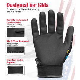 Exxact Sports Youth Batting Gloves with Arm Sleeve for Boys & Girls, Kids Baseball Batting Gloves for Softball, T-Ball (Youth S/M, Black)