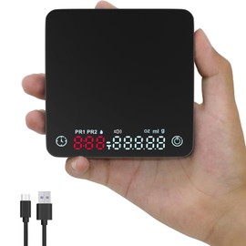 B-Qtech Mini Digital Coffee Scales with Timer,0.1g-2kg Precision Espresso Pour Over Scale 800mAh Food Cooking Scale with LED Screen Temperature Resistant Kitchen Scale