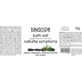 BINGOSPA Bath Salt for Cellulite, Stretch Marks, Muscle Tension with Dead Sea Minerals, Rooibos and Magnesium 550g
