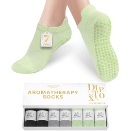 7 Pairs Pilates Socks, Yoga Socks & Stopper Socks for Men and Women, Non-Slip Socks with Nubs and Fragrance, Yoga Socks Ideal for Gift, Reformer, Ballet, Barefoot, Dance, Fitness, Rehab, 35-42,