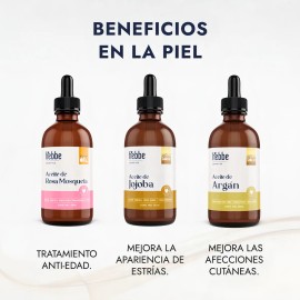 Kit facial anti-edad serums naturales Ricino + Almendras + Jojoba + Rosa Mosqueta + Argán Presados en frio 100% puros Hebbe Cosmetics & Ludika 50ml c/u