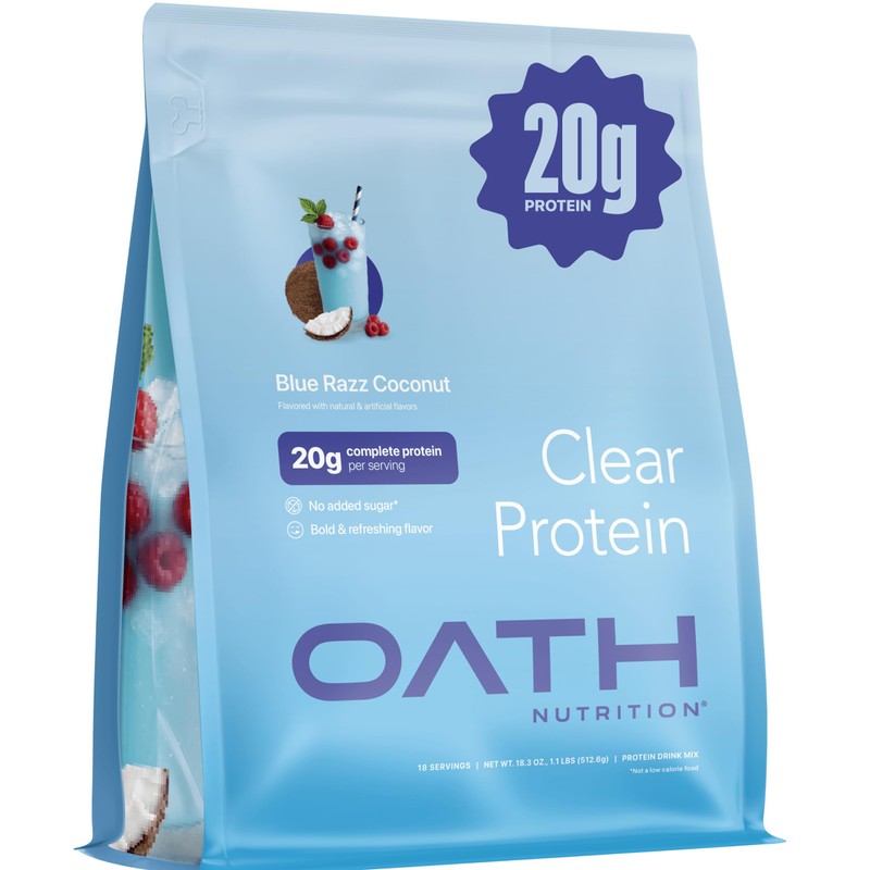 Oath Nutrition Clear Whey Isolate Protein Powder, Blue Razz Coconut,
