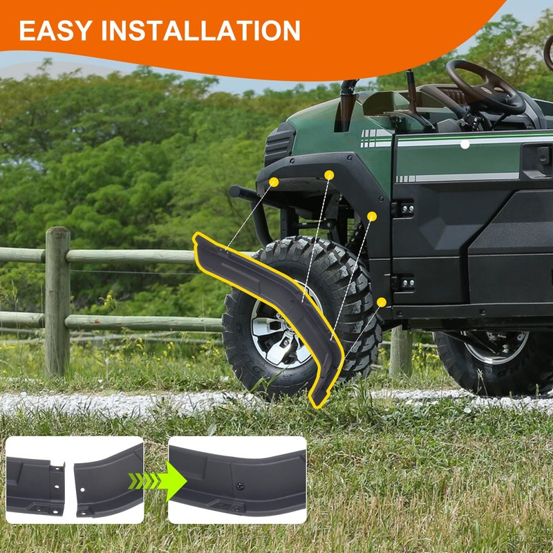 CUSAUTV Front Fender Flares for Mule Pro FXT, Extended Front