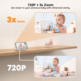 BOIFUN Video Baby Monitor with Camera, 720P IPS Screen, Invisible Infrared Night Vision, VOX Mode, No WiFi, Two-way Talk, Temperature Sensor, Lullabies, 4-inch, Feeding Reminder, Baby product, Gift