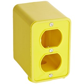 Woodhead 3000 Super-Safeway Multiple Outlet Box - Yellow, Electrical Mounting Box with NEMA 4 Enclosure, Standard Depth, C-Clamp, Duplex Cover Plates