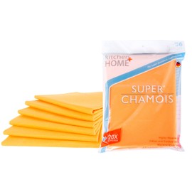 Super Chamois - Extra Large 20" X 27" Super Absorbent Cleaning Cloth - 6 Pack Orange Shammy - Holds 10x It's Weight in Liquid