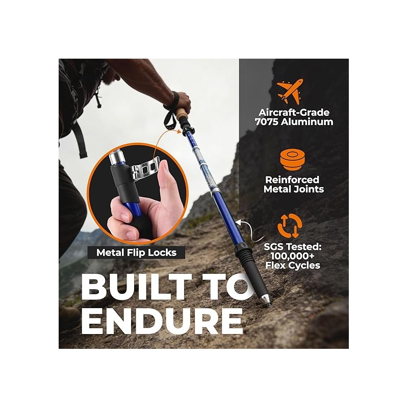 TREKOLOGY Trek-Z Collapsible Hiking & Trekking Poles - Balance Support