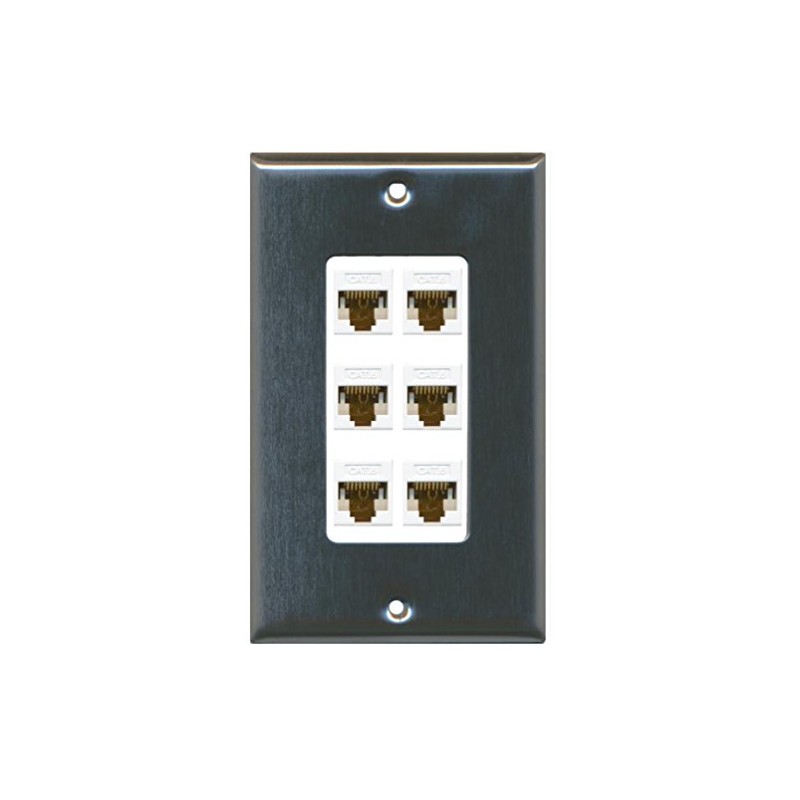 RiteAV Decorative 1 Gang 6 Port Cat6 Wall Plate -