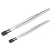 Beavorty 2pcs Stainless Steel Flat Tweezers for Crafts Stamps and