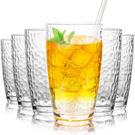 Zioffiel 6 Pcs Plastic Drinking Tumblers Set of 18 oz, Acrylic Drinking Glasses with Straw&PP Brush, BPA-Free, Stackable Water Cups, Clear Cups for Juice, Wine (18 oz-6 pcs)