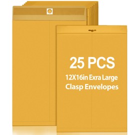 Motipuns 25 Pcs Large Clasp Envelope 12 x 16 Inch Catalog Envelopes with Clasp Closure for Mailing Thick Documents Home, Business, Legal or School Storing Mailing(Golden)