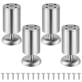 Vortix Set of 4 Furniture Feet, Height Adjustable, Square, Cabinet Feet, Cabinet Legs, Table Legs, Furniture Legs, Table Foot, Aluminium Alloy for DIY Furniture (10 cm Metal Colours)