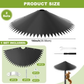2Pcs Squirrel Baffle for Bird Feeder Pole, 14 inch Squirrel Proof Guard with Spikes, Outdoor Wrap Around Squirrels Baffle to Keep Squirrels and Raccoons Out of Birdhouses