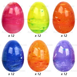 Aviski 72Pcs 3.15'' Painted Jumbo Large Iridescent Marble Easter Eggs for Kids Basket Bag Stuffers Fillers, Easter Hunt Game, Toys Filling Treats and Easter Theme Party Favor