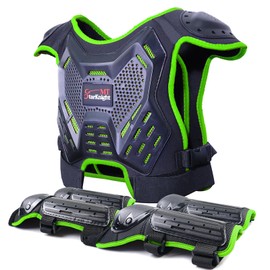 Kids Dirt Bike Gear - StarknightMT Youth Motorcycle Riding Protective Gear ATV Chest Protector Motocross Armor Suit for Boys Girls Mountain Biking Cycling, Light Green