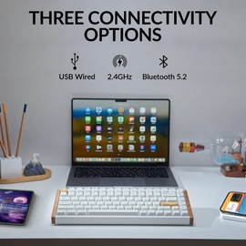 Keychron K2 HE Rapid Trigger Wireless Custom Mechanical Keyboard with Hall Effect Gateron Double-Rail Magnetic Switch, 2.4 GHz QMK Bluetooth 5.2 RGB Compatible with Mac Windows Linux (Aluminum + Wood)