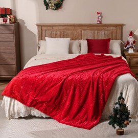 Krifey Oversized Faux Fur Blanket, Super Soft Cozy Blanket, Luxury Fluffy Throw Blanket Fuzzy Bed Throw, Plush Christmas Blanket Gift for Women, Red, 60" x 80"