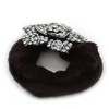 Black Tone Diamante 'Flower' Pony Tail Black Hair Scrunchie -