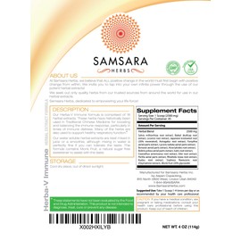 Samsara Herbs Herba-V Immune (4oz/114g) - Herbal Support Formula with 18 Powerful Herbal Extracts - Including Dan Shen, Skullcap, Licorice, Isatis, Resveratrol, Astragalus, Rhodiola and Kudzu