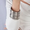 Manfnee Silver Bangle Bracelets for Women Multi Layer Stackable Textured